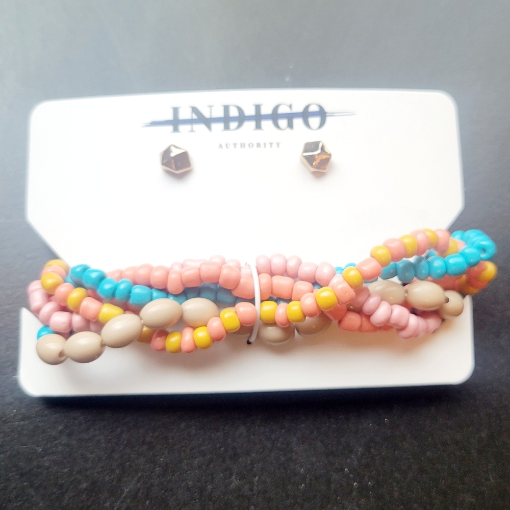 Beaded Bracelet and Earring Set